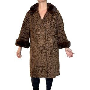 MINK LAMB PERSION CURLY 50's mink cuffs and collar & belt fancy lining no tags